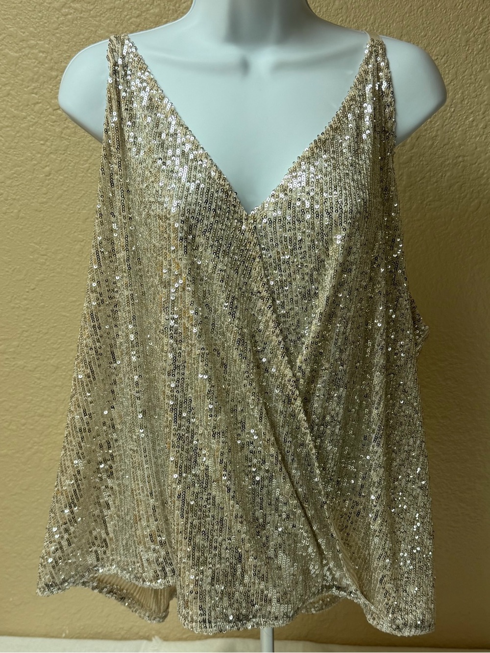 4/$20 Maurices Silver Sequin V-Neck Draped Camisole